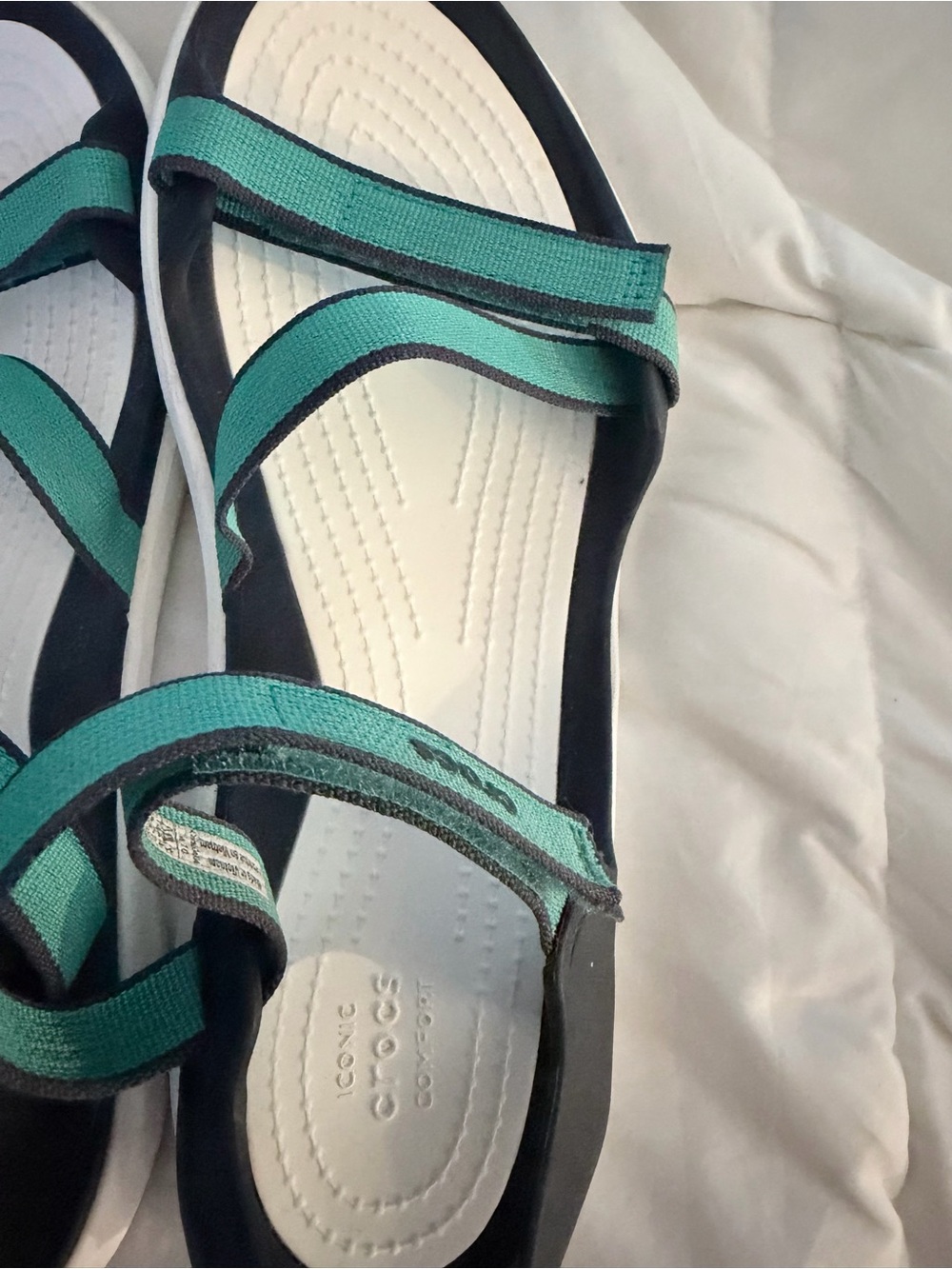 CROCS Teal and Black Adjustable Sport Sandals - Picture 3 of 4